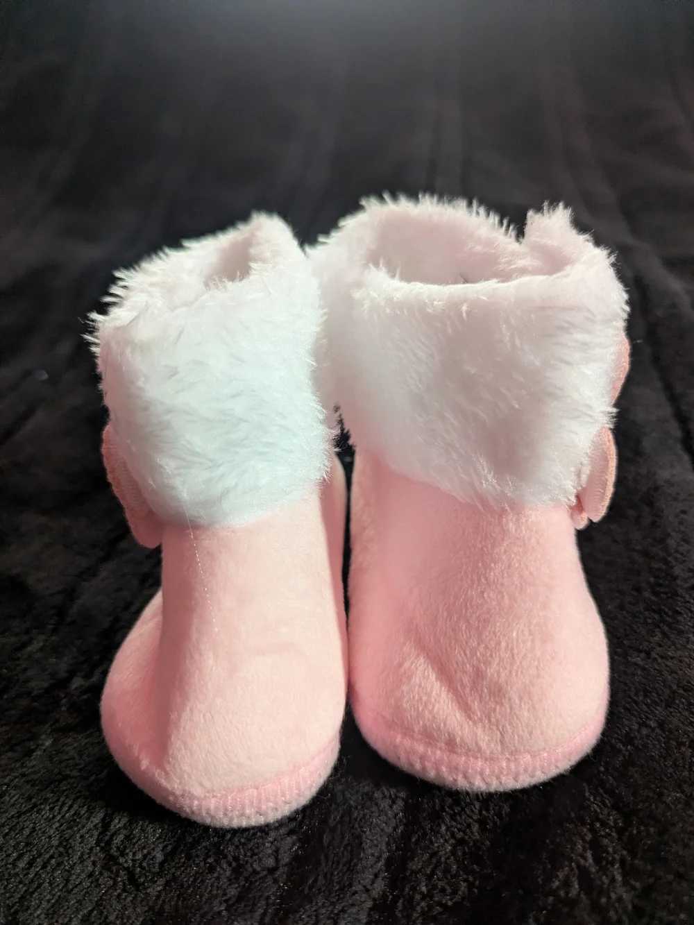 Baby Pink Flower Faux-Fur Booties - Soft Infant Slippers